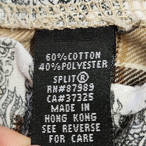 Split men's plaid shorts brown tan cream zip flat front size 33 waist - Picture 7 of 9